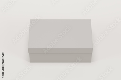 White empty packing cardboard box on a white background. Shoe or gift box mock up. Top view.