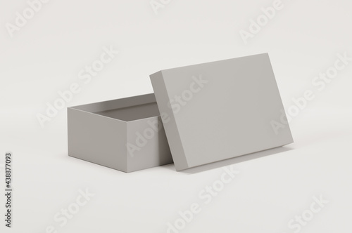 White empty packing cardboard box on a white background. Shoe or gift box mock up.