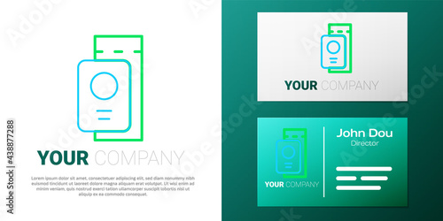 Line Passport with ticket icon isolated on white background. Identification Document. Concept travel and tourism. Colorful outline concept. Vector