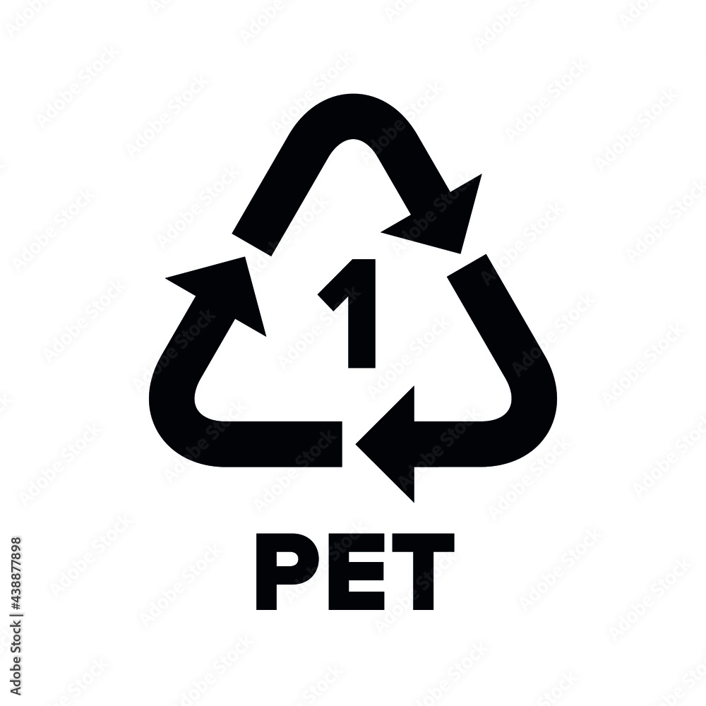 Plastic recycling code applied to packaging (PET, PETE). Vector sign. Plastic recycling code applied to packaging (PET, PETE). Vector sign.