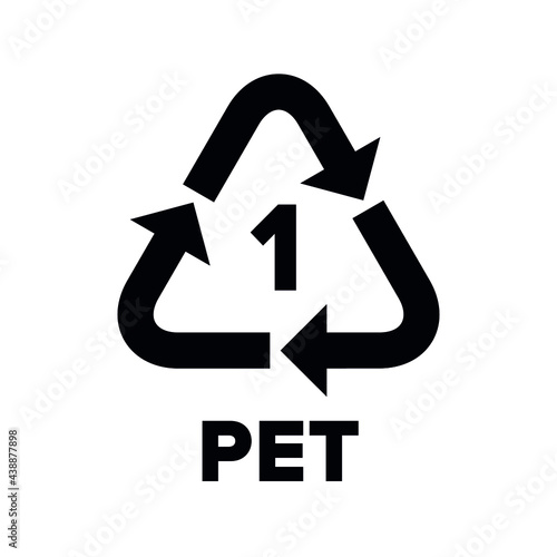 Plastic recycling code applied to packaging (PET, PETE). Vector sign.