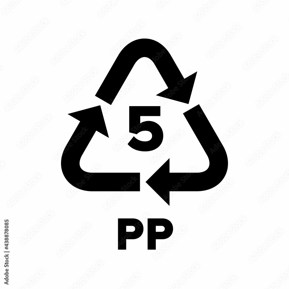 Plastic recycling code applied to packaging (PP). Raster sign. Plastic recycling code applied to packaging (PP). Raster sign.