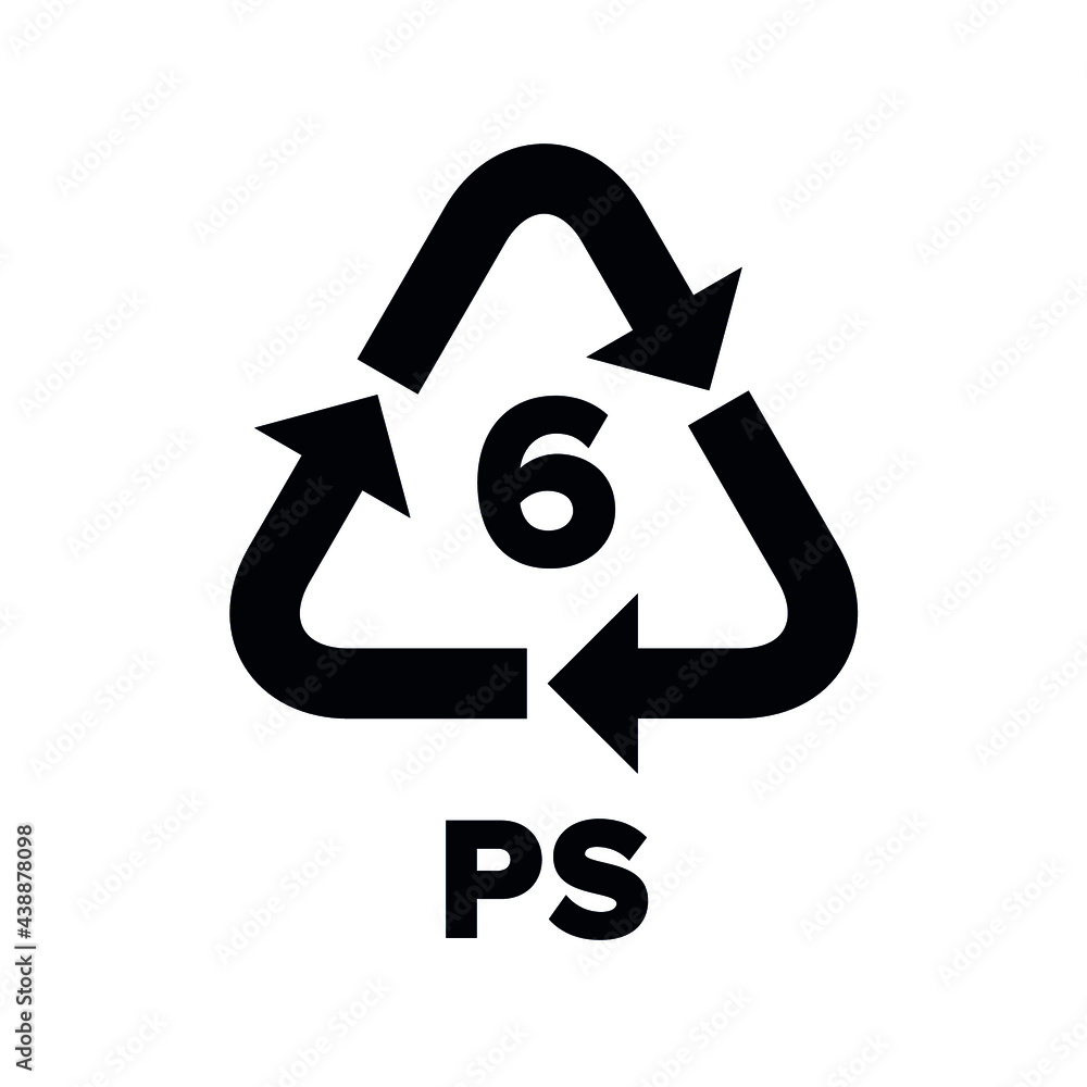 Plastic recycling code applied to packaging (PS). Vector sign. Plastic recycling code applied to packaging (PS). Vector sign.
