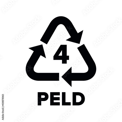 Plastic recycling code applied to packaging (LDPE, PELD). Vector sign. photo