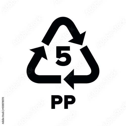 Plastic recycling code applied to packaging (PP). Vector sign. photo