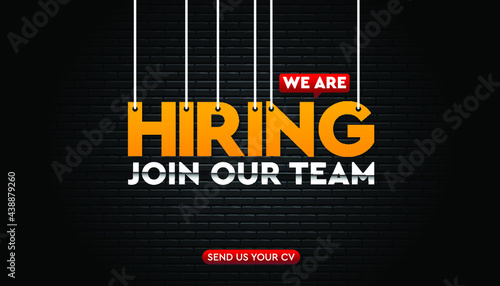 We are hiring with brick wall background template.