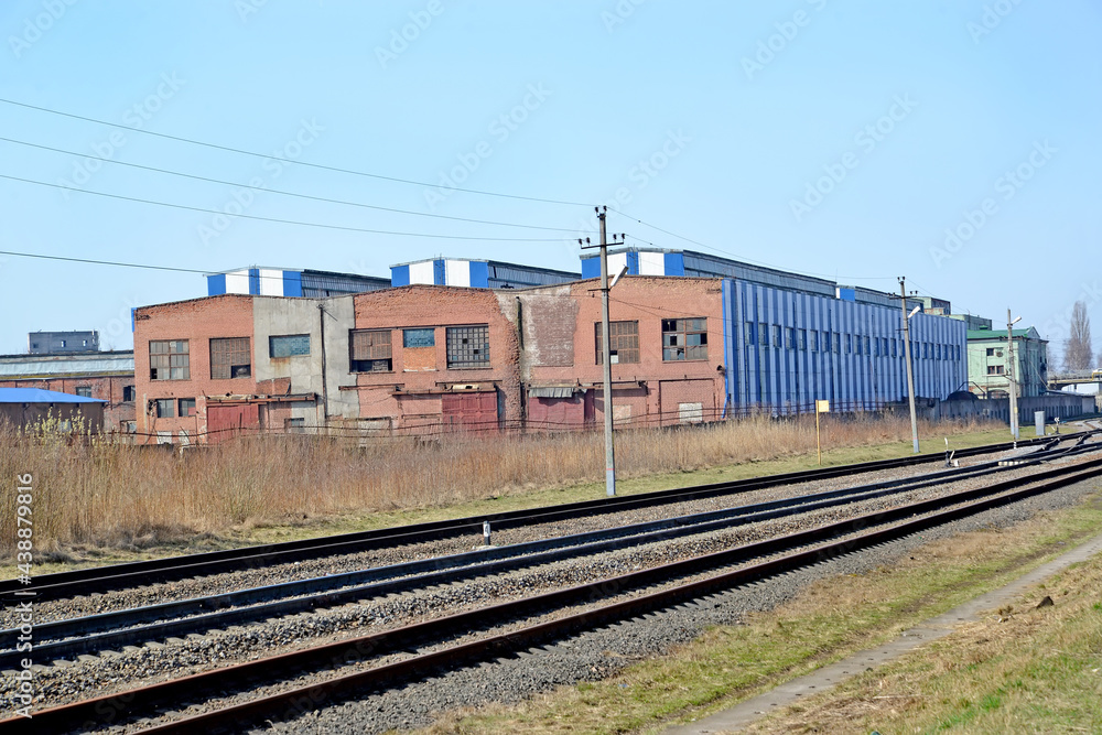 Naklejka premium View of railway tracks and production shops of Kaliningrad Carriage Works