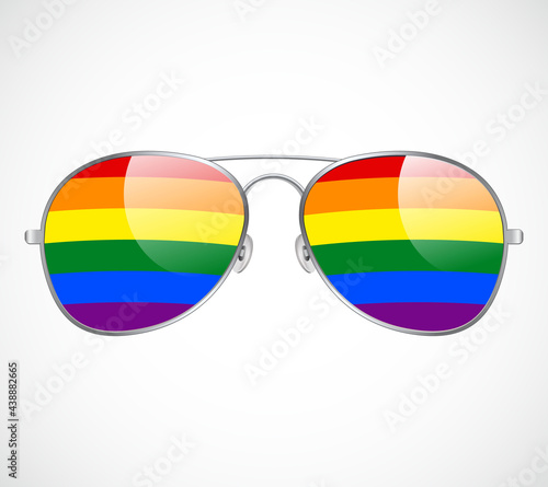 Sunglasses Aviator Abstract Rainbow lenses Vector Illustration Background. LGBT