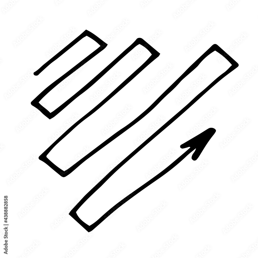 Hand drawn arrow in doodle style.