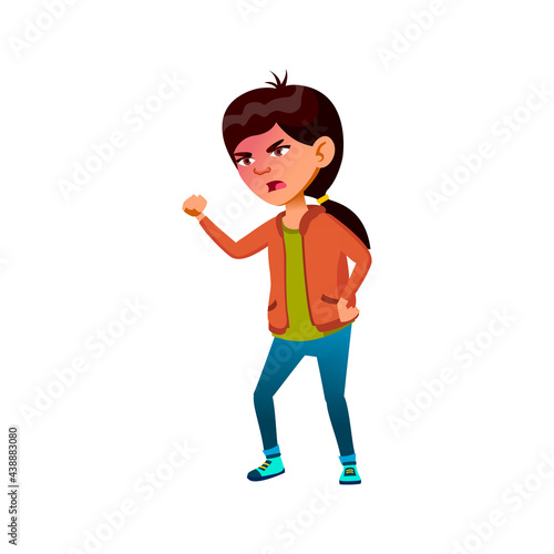 angry korean girl shouting at friend in park cartoon vector. angry korean girl shouting at friend in park character. isolated flat cartoon illustration