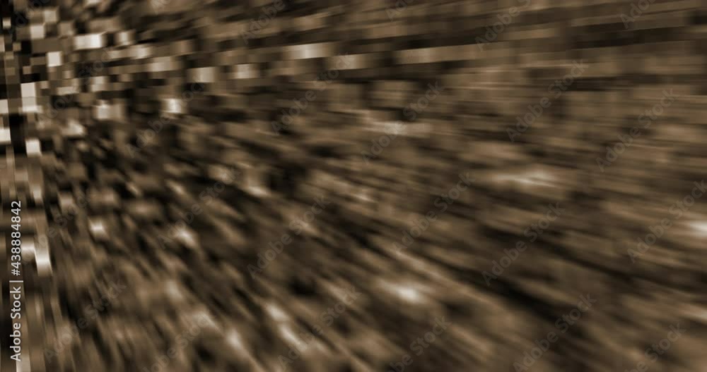 Animated digital crystals matrix looking pixels rotating and blurry at the edge sepia on black background Animated digital crystals matrix looking pixels rotating and blurry at the edge sepia on black background