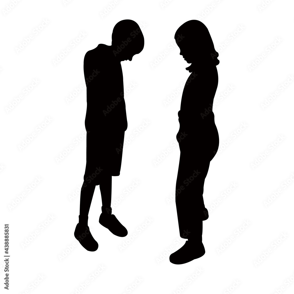 a boy and a girl body, silhouette vector