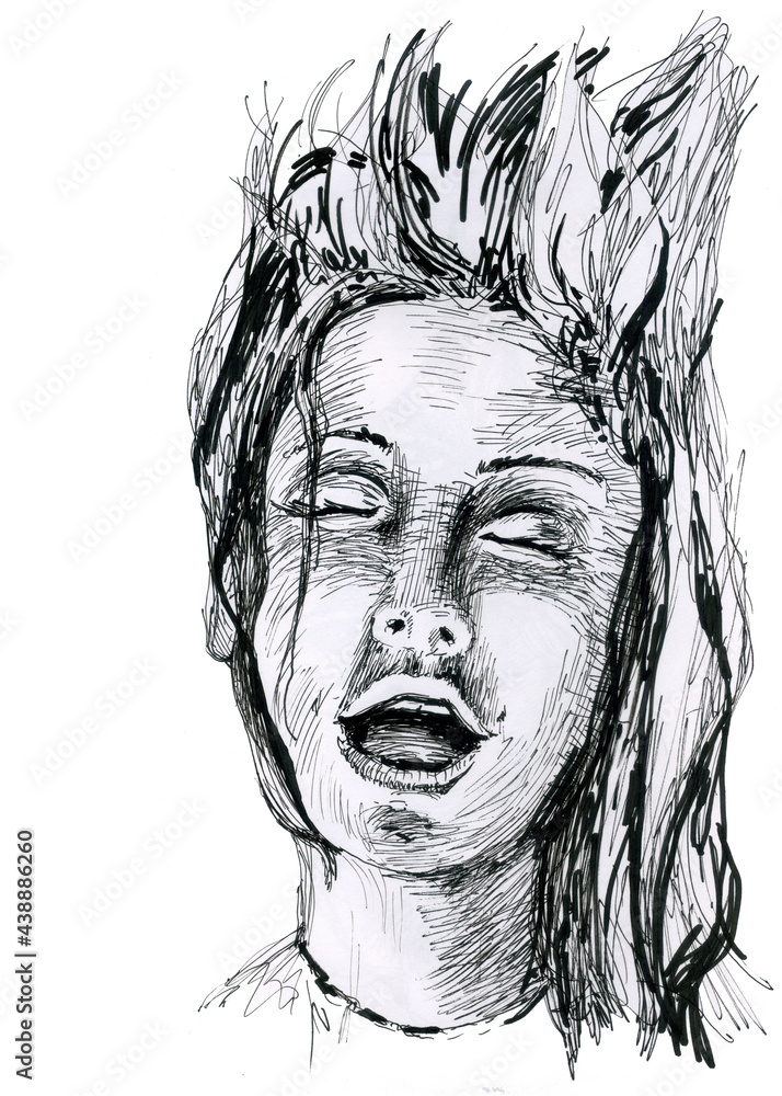 Woman and passion. Mistress in bed. Ink drawing.A beautiful woman lies in a dream. Wild fantasies. Woman and passion. Mistress in bed. Ink drawing.A beautiful woman lies in a dream. Wild fantasies.