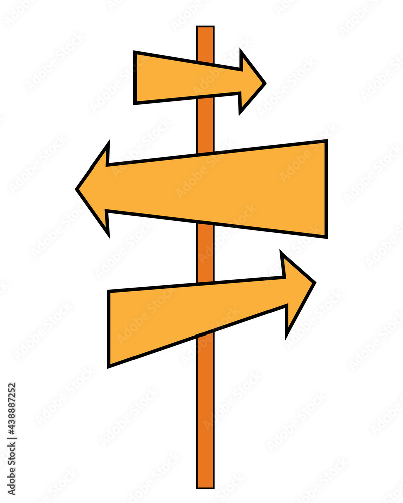 Direction road signs - arrows pointer isolated on white background. Road sign. Vector pointer. Direction of the path along the arrows. Vector illustration. Direction road signs - arrows pointer isolated on white background. Road sign. Vector pointer. Direction of the path along the arrows. Vector illustration.