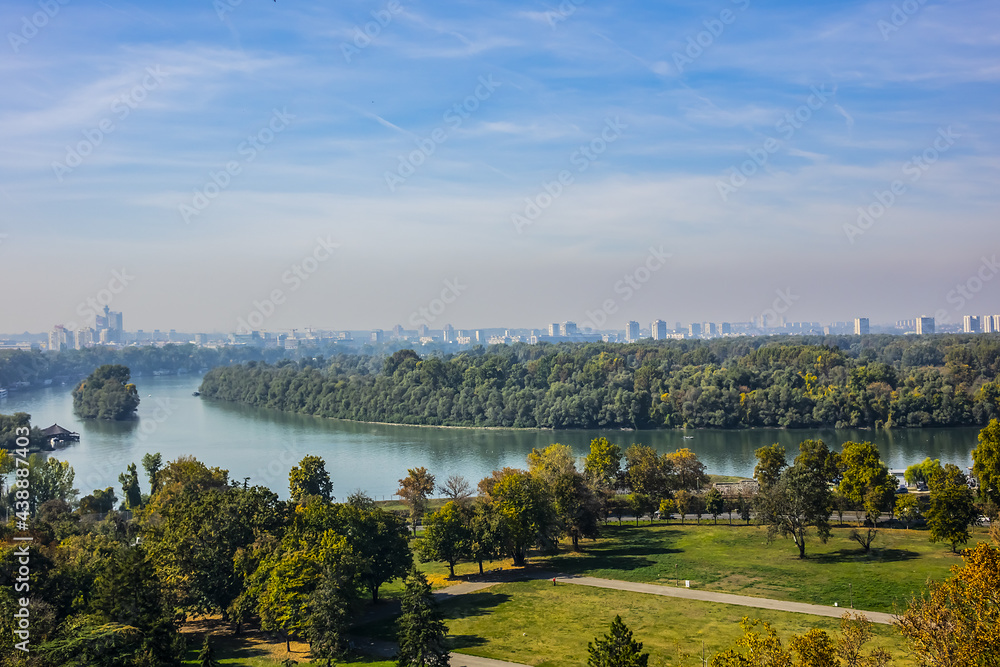 Kalemegdan Park (Kalemegdan) - Belgrade’s central park on a hill overlooking the Sava and Danube confluence, on the eastern side of the river Sava. Belgrade. Serbia.