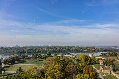 Kalemegdan Park (Kalemegdan) - Belgrade’s central park on a hill overlooking the Sava and Danube confluence, on the eastern side of the river Sava. Belgrade. Serbia.