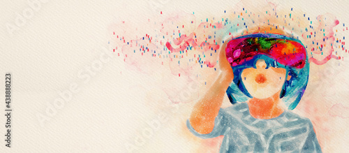 Virtual reality. Watercolor concept background