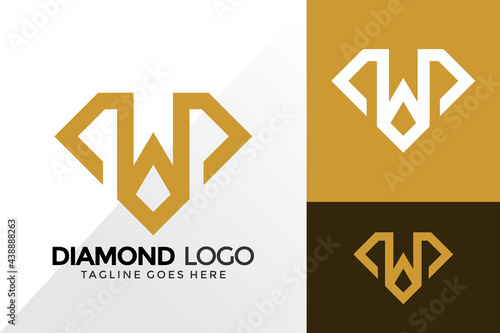 W Diamond Logo Design, Brand Identity Logos Designs Vector Illustration Template
