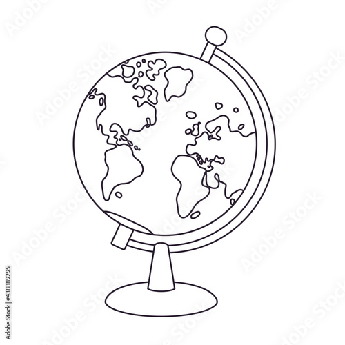Globe icon line cartoon vector isolated