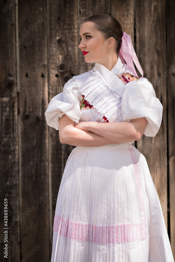 Fototapeta premium Slovak folklore. Slovakian folk girl.