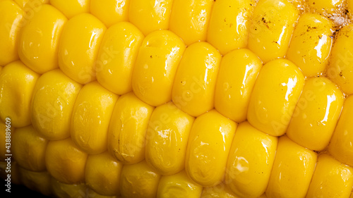 Fényképezés Delicious corn on the cob captured in an extreme close up