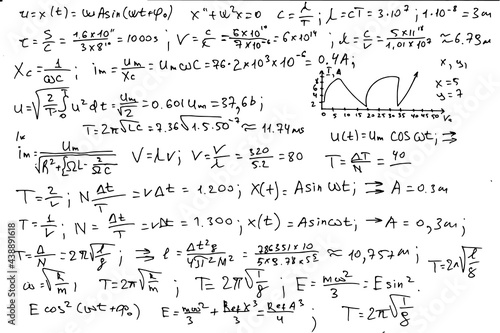 Mathematical formulas. Handwritten on a white background. 