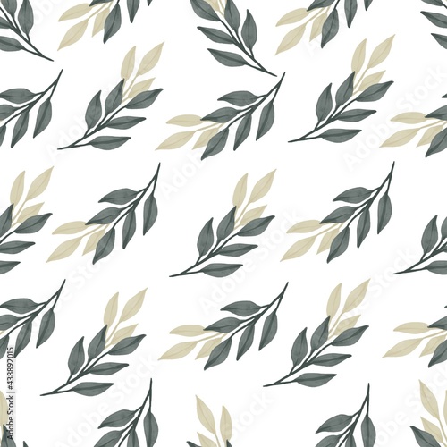 Fototapeta Naklejka Na Ścianę i Meble -  seamless pattern of green and soft yellow leaf for fabric and background design