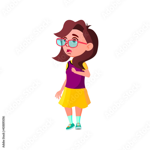 shocked cute girl watching scary movie in living room cartoon vector. shocked cute girl watching scary movie in living room character. isolated flat cartoon illustration © PikePicture