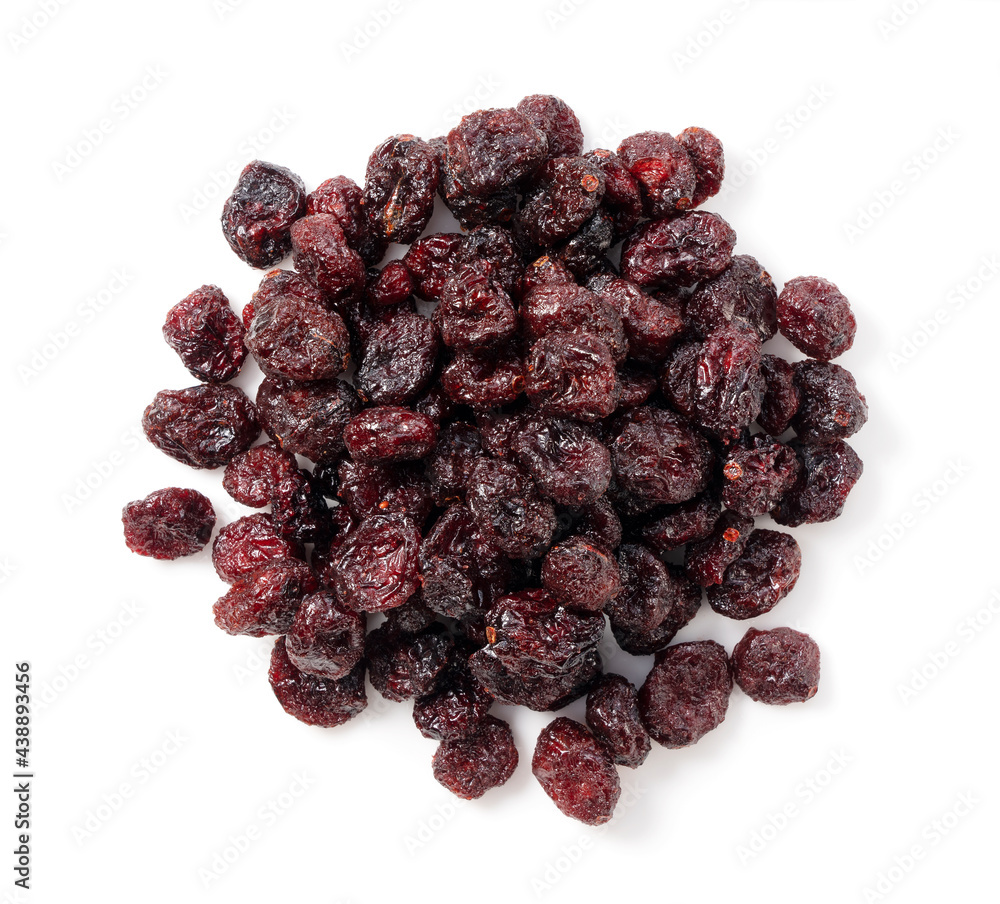 Dried cranberries on white background Dried cranberries on white background