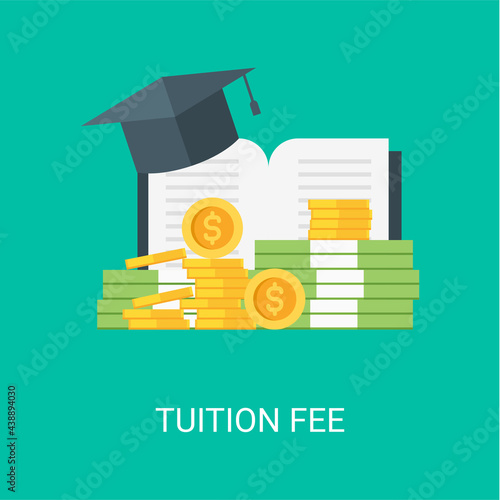 Tuition fee vector illustration background in flat style. Suitable for web banners, social media, postcard, presentation and many more.