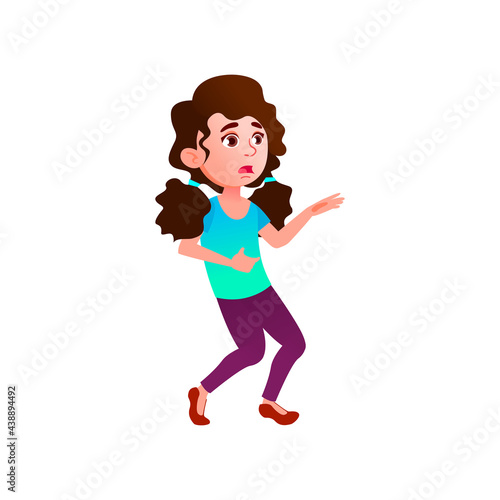 trembling girl teenager staring at scary picture in museum cartoon vector. trembling girl teenager staring at scary picture in museum character. isolated flat cartoon illustration