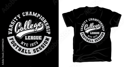 Varsity championship campus league typography t-shirt design