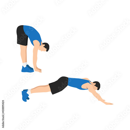 Man doing Inchworms walkouts exercise. Flat vector illustration isolated on white background photo