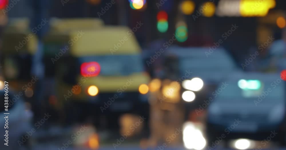 Abstract Blurred Bokeh Night Traffic With Many Cars Urban Backdrop. Blurred Colorful Bokeh Background With Defocused Lights Abstract Blurred Bokeh Night Traffic With Many Cars Urban Backdrop. Blurred Colorful Bokeh Background With Defocused Lights