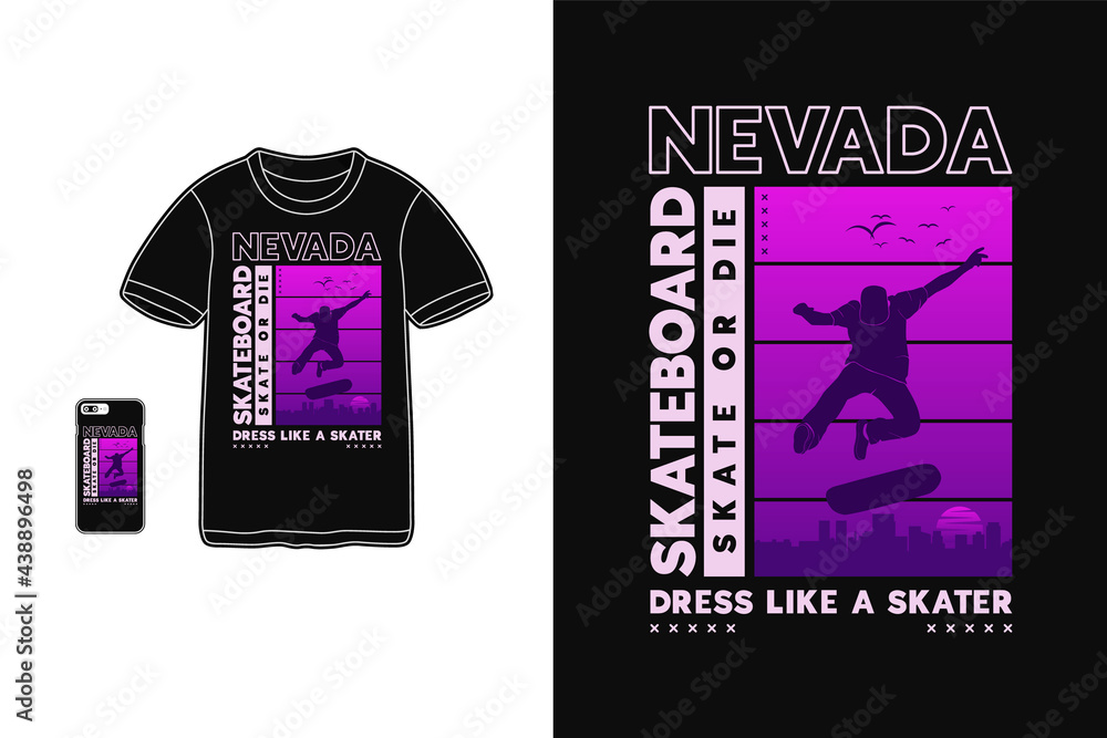 Naklejka premium Nevada skateboard, t shirt design silhouette style
