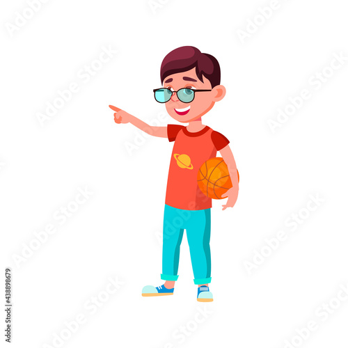 preteen boy choosing player for basketball team cartoon vector. preteen boy choosing player for basketball team character. isolated flat cartoon illustration