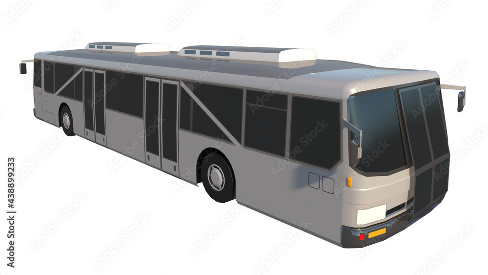 Shuttle Bus 1-Perspective B view white background 3D Rendering Ilustracion 3D