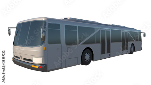 Shuttle Bus 1-Perspective F view white background 3D Rendering Ilustracion 3D
