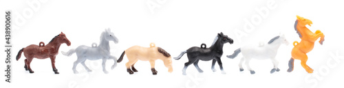 Foto set of Toys horse made of plastic isolated on white background