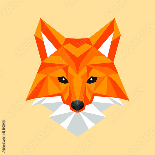 Polygonal fox logo design template. fox logo icon.