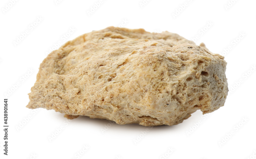 One dehydrated soy meat chunk isolated on white One dehydrated soy meat chunk isolated on white