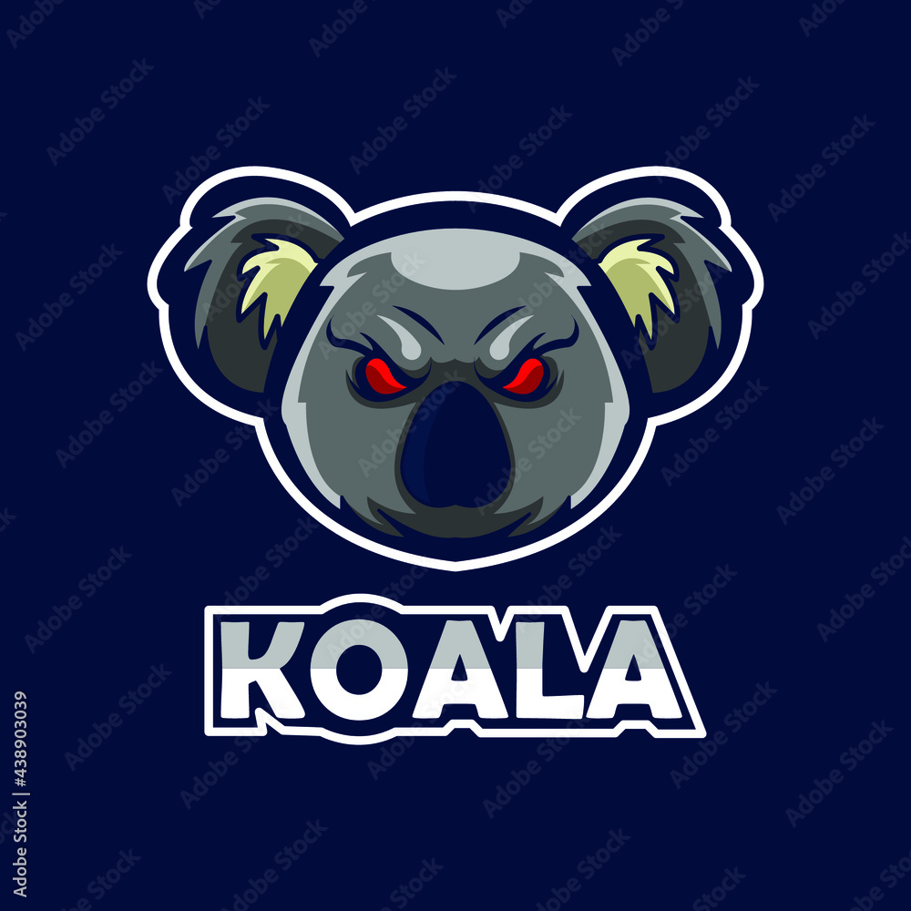 Koala esport logo design template. Koala head logo vector. Stock Vector ...