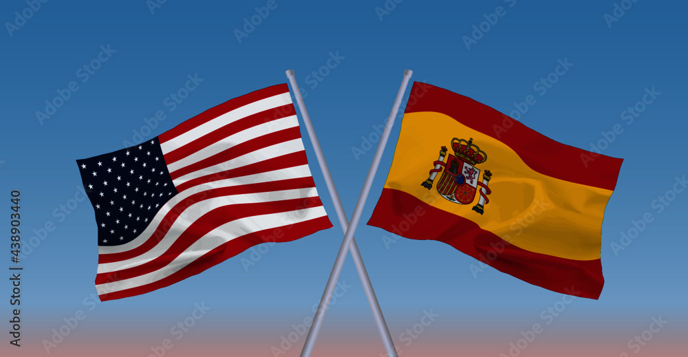 アメリカとスペインの国旗 Stock Vector Adobe Stock