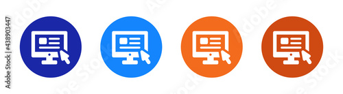 Website with cursor on Computer screen icons set.
Online access concept.