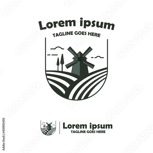 Silhouette Farm logo vector illustration. Grey farm logo design.