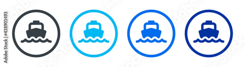 Ferry boat icons set. Marine transportation. vector illustration