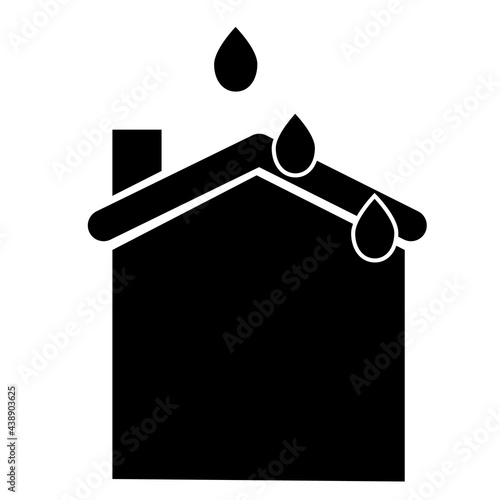 water leak icon on white backgrond. ceiling leak silhouette sign. leaking roof symbol. flat style.