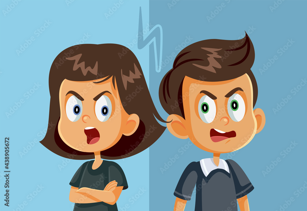 Brother and Sister Fighting Vector Illustration Brother and Sister Fighting Vector Illustration