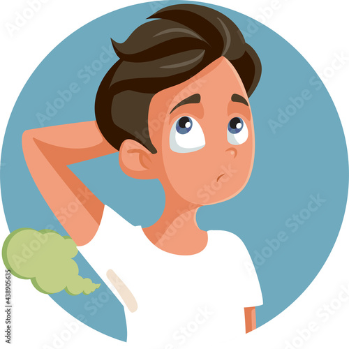 Teenage Boy Sweating Having Smelly Armpits