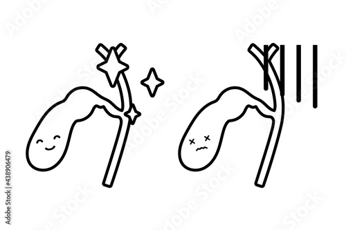 ヒトの胆嚢と顔（モノクロ）